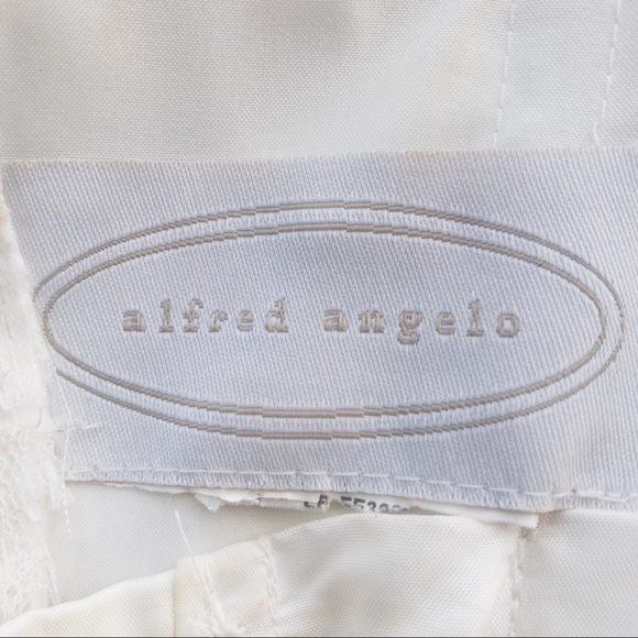 ALFRED ANGELO Strapless Cream Satin/Lace/Flower Detail Women's Dress Size M - Picture 9 of 15